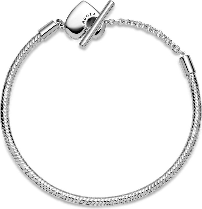 Image du produit Pandora Bracelet Snake Chain T-bar Heart (21 cm, Argent 925)