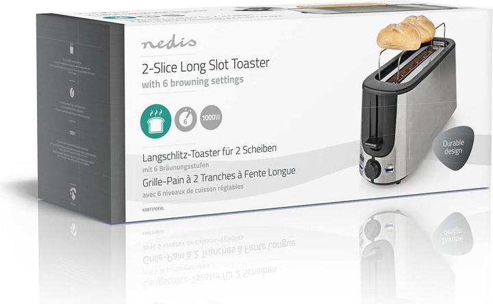 Image du produit Nedis Grille-pain Acier inoxydable Série 1 Fentes Niveaux de brunissage : 6 Fonction décongélation