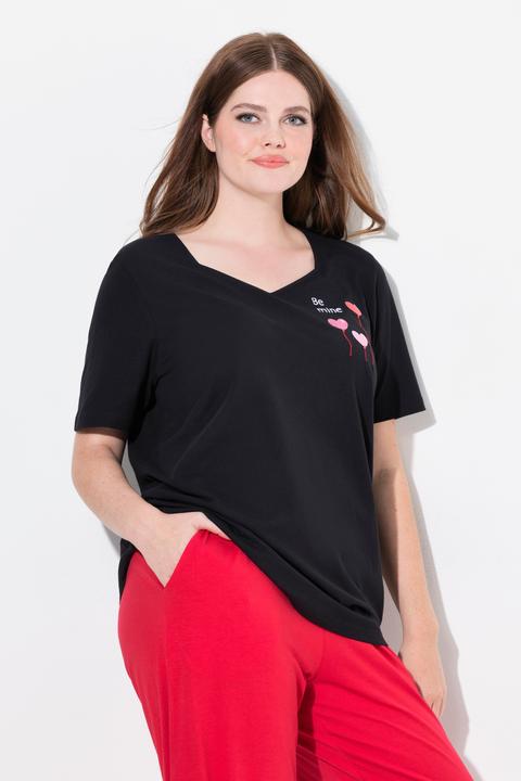 Image du produit Ulla Popken Haut de pyjama avec coeurs, manches courtes (46, 48)