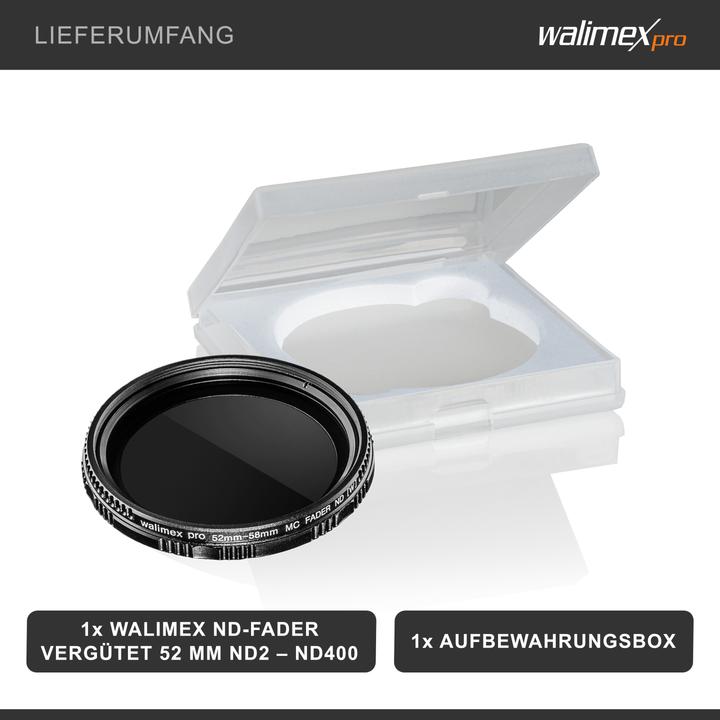 Produktbild Walimex pro pro ND-Fader ND2 - ND400 vergütet 52 mm (52 mm, ND- / Graufilter, 52 mm)