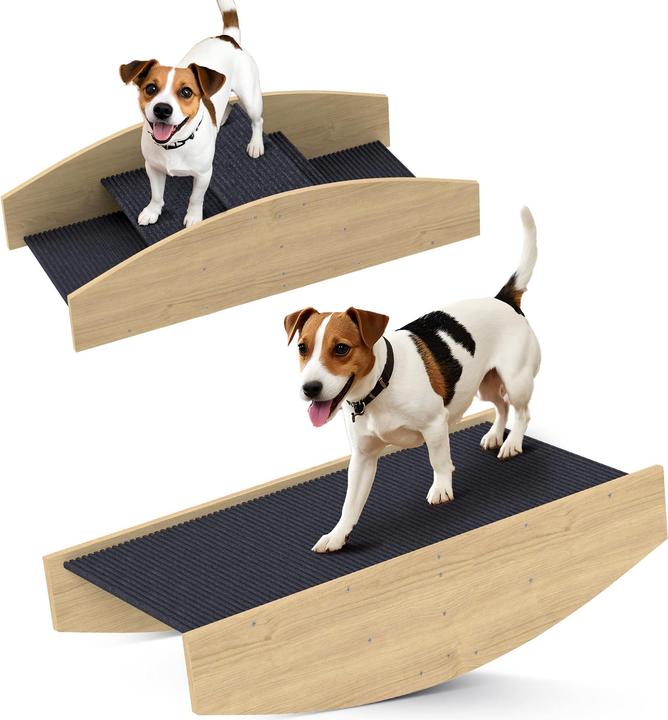 PawHut Hundewippe Tannenholz, Teppichstoff Naturholz (Agility)