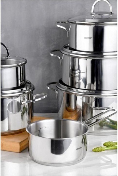 Productafbeelding Bergner Topfset Classic Silberfarben 6 Stücke (Steelpan, Roestvrij staal, 16 x 9.50 cm)