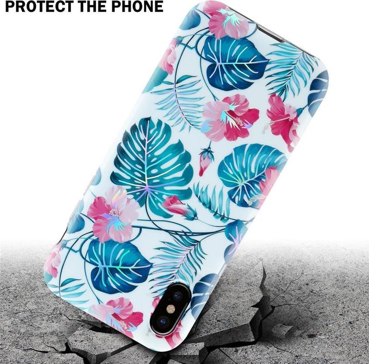 Actual product image Cadorabo IMD TPU Colorful Flowers & Leaves Cover (Apple iPhone XS Max)