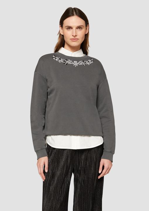 Produktbild S.Oliver Sweatshirt Gewaschenes Sweatshirt mit Schmucksteinen (42)