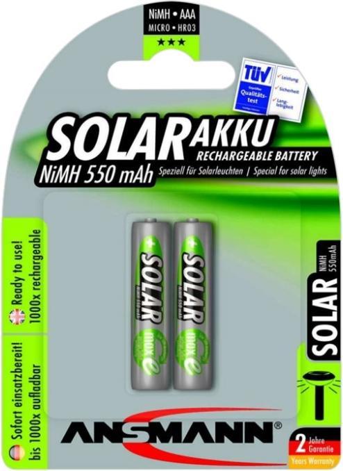 Actual product image Ansmann NiMH HR03 Sol (2 pcs., AAA, 550 mAh, Rechargeable battery)