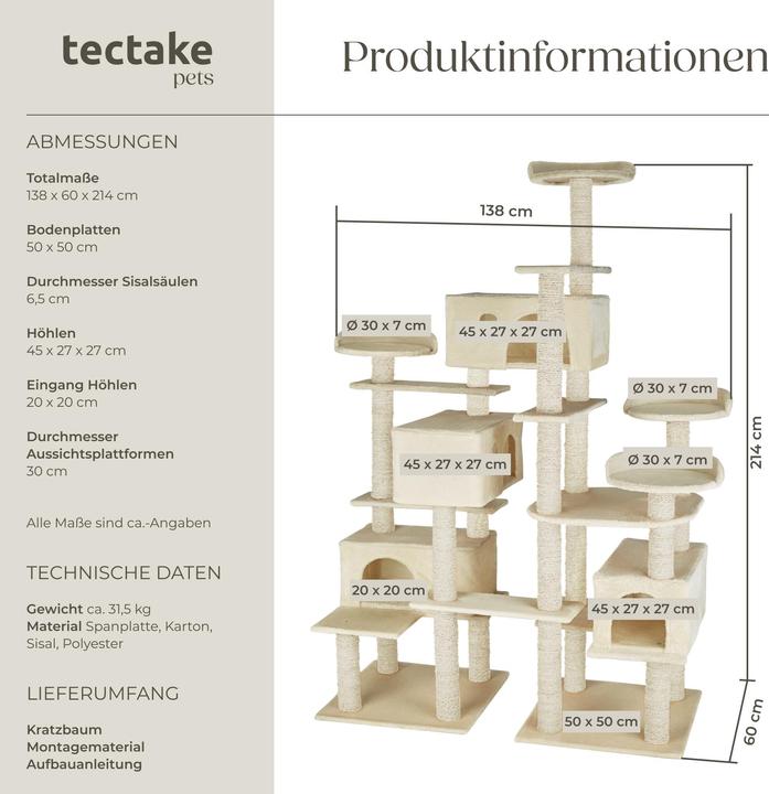 Produktbild tectake Entissar (214 cm, Beige)