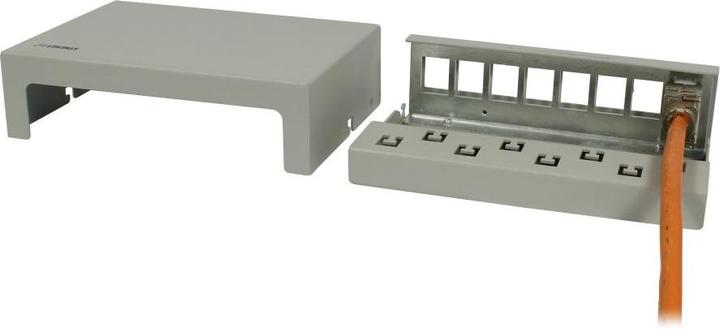 Actual product image Synergy 21 Keystone module support patch panel for 8x TP module surface-mounted metal light grey