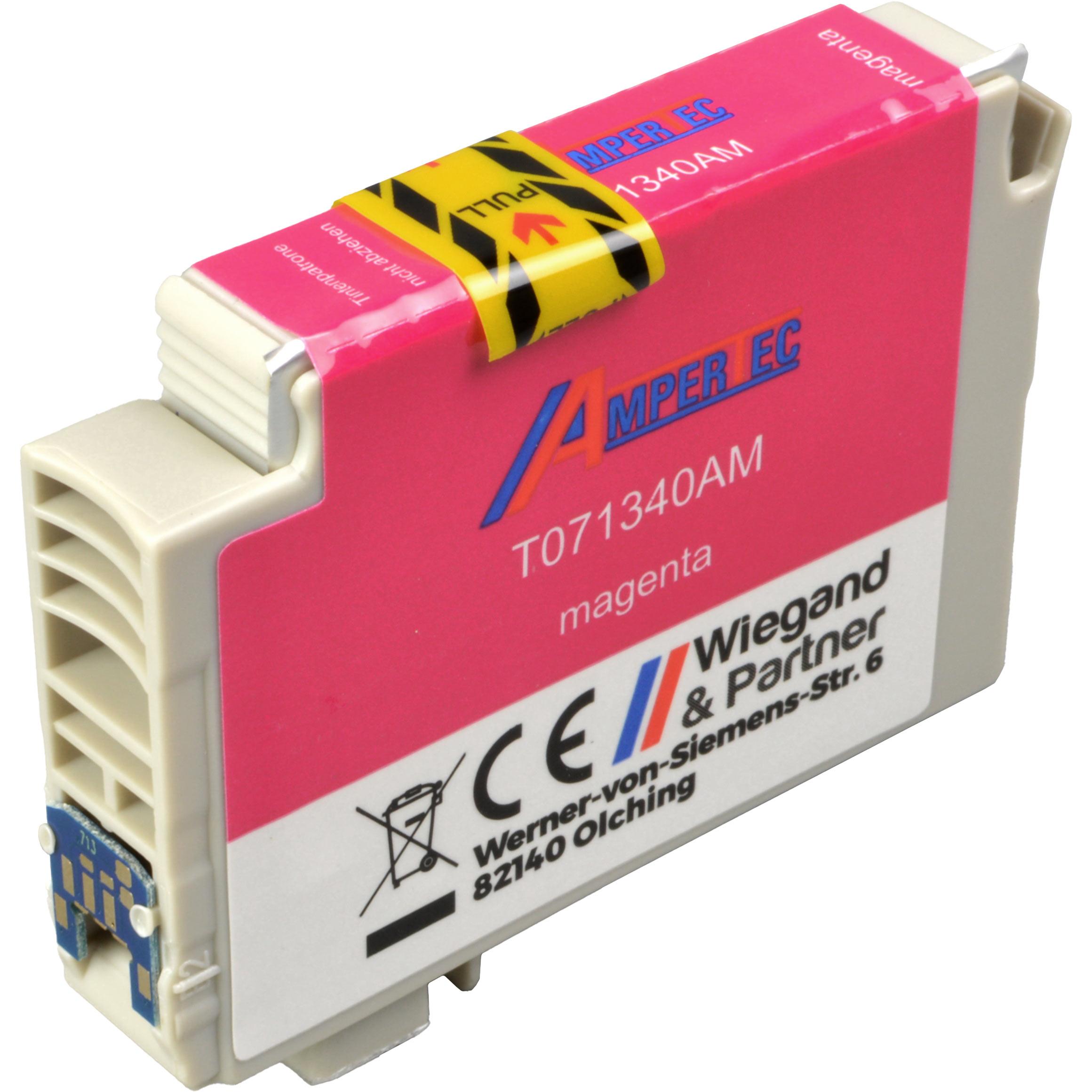 Ampertec, Druckerpatrone, Tinte ersetzt Epson C13T07134010 magenta (M)