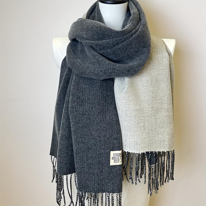 Actual product image Only-Bags.Store Double Sided Scarf Two Colours Simple Basic Imitation Cashmere Tassel Scarf Autumn Winter