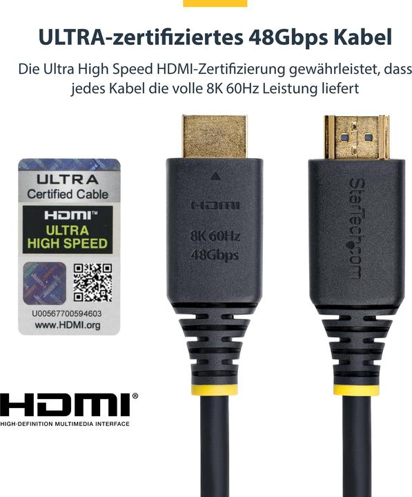 Immagine prodotto StarTech 3m (10ft) HDMI 2.1 Cable, 8K, Certified (3 m)
