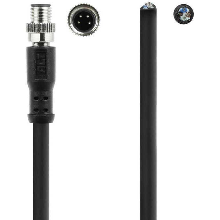 Thumbnail - ACT Industrial 1.50 meters Sensor cable M8A 4-pin male to open end, Ultraflex Xtreme TPE cable, shielded, Elektronikkabe...