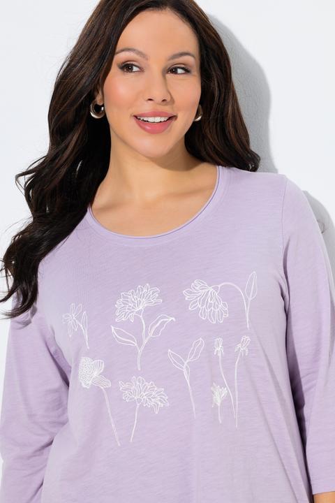 Actual product image Ulla Popken Raw-Edged Botanical Graphic Tee (54)