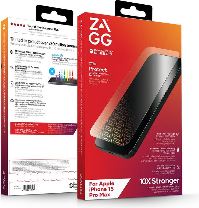 Actual product image Zagg Invisibleshield Glass Xtr3 Am E (1 Piece, Apple iPhone 15 Pro Max)
