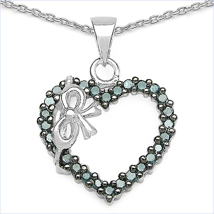 Immagine prodotto Xen Ciondolo a cuore con catena Diamanti blu 0,42ct. 45 cm Argento 925 (Argento 925, 45 cm)