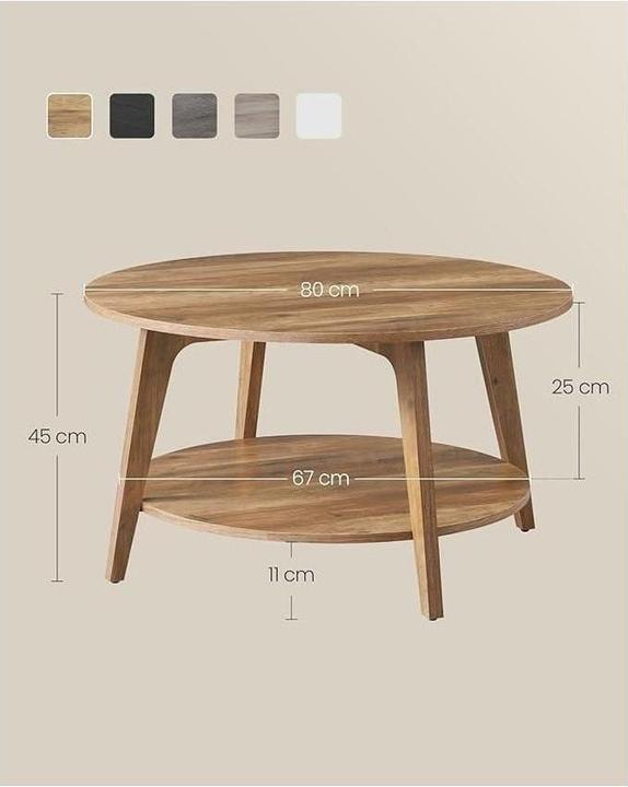 Immagine prodotto Vasagle Tavolino da caffè (Ø 80 x 45 cm)