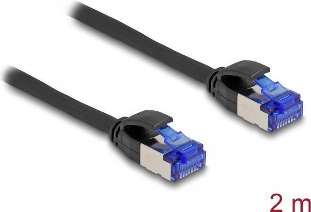 Actual product image Delock RJ45 network cable Cat.6A S/FTP Slim 2 m black (S/FTP, CAT6a, 2 m)