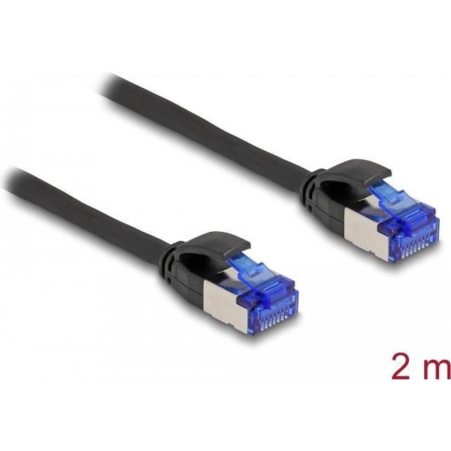 Thumbnail - Delock RJ45 Netzwerkkabel Cat.6A S/FTP Slim 2 m schwarz (S/FTP, CAT6a, 2 m), Netzwerkkabel