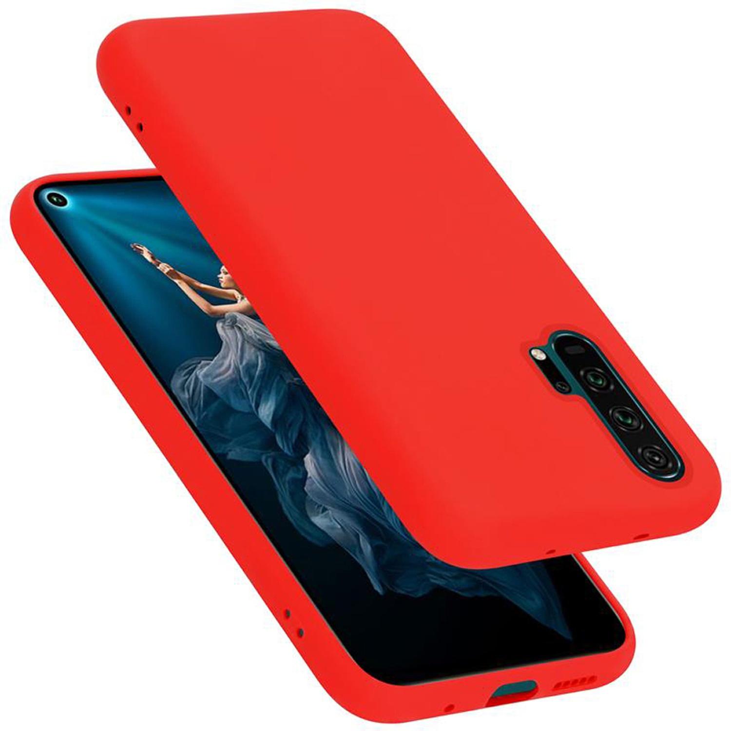 Cadorabo TPU Liquid Silicone Case Cover (Honor 20 Pro), Smartphone Hülle, Rot