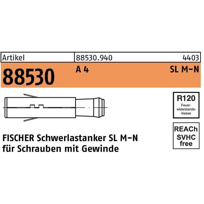 Thumbnail - Fischer, Dübel, Schwerlastanker SL M10 N A4 (20 Stk.)