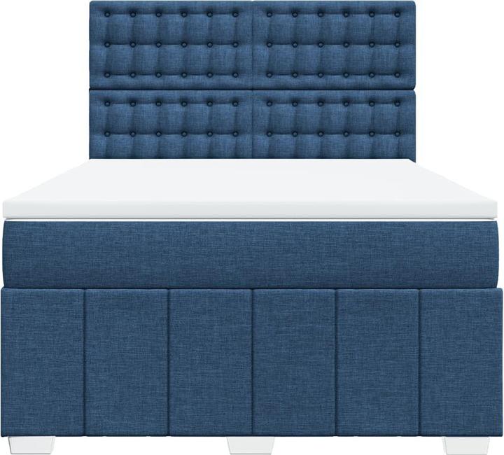 Actual product image vidaXL Boxspringbett Doppelbett Polsterbett Bett Matratze Blau 160x200cm Stoff (160 x 200 cm)