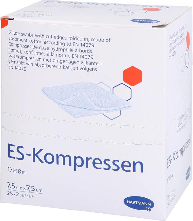 Actual product image Hartmann ES compresses 7.5 cm x 7.5 cm sterile, 50 pcs. compresses