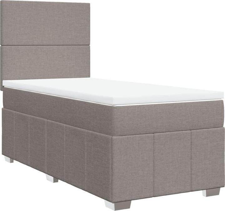 Actual product image vidaXL Boxspringbett Einzelbett Polsterbett Bett Matratze Taupe 80x200cm Stoff (80 x 200 cm)