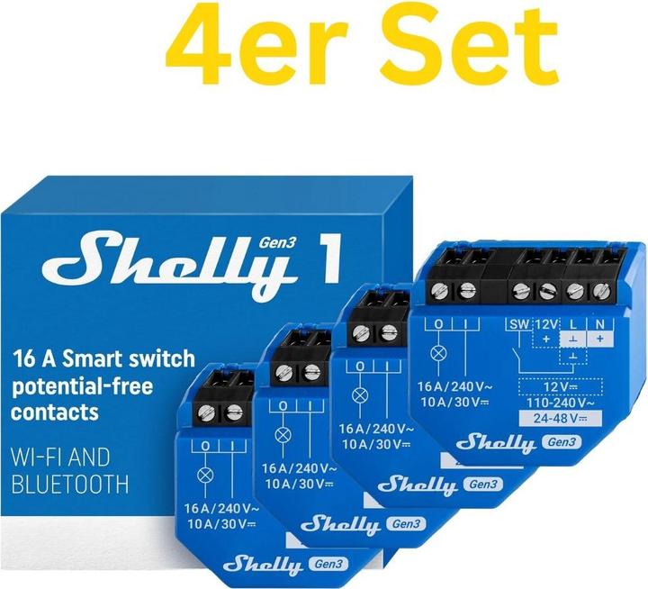 Actual product image Shelly 1 Gen3 x4
