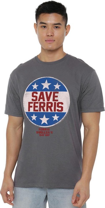 Actual product image Ferris Bueller´s Day Off Mens Save Ferris Badge T-Shirt (L)