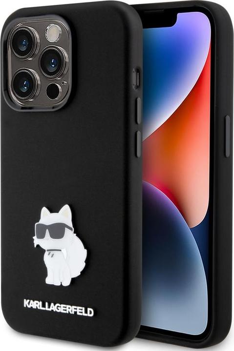 Produktbild Karl Lagerfeld KLHCP15LSMHCNPK iPhone 15 Pro 6.1" czarny/black Silicone Choupette Metal Pin (Apple iPhone 15 Pro)