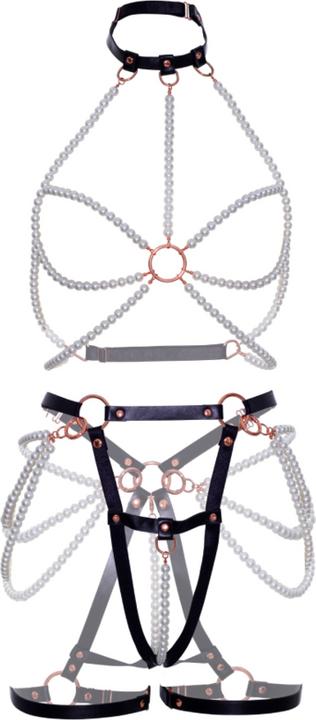 Image du produit Leg Avenue Harnais Col Halter en Similicuir - Noir/Blanc (M)
