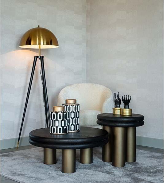 Produktbild Richmond Interiors Beistelltisch Macaron schwarz gold gebürstet 50 (50 x 55 cm)
