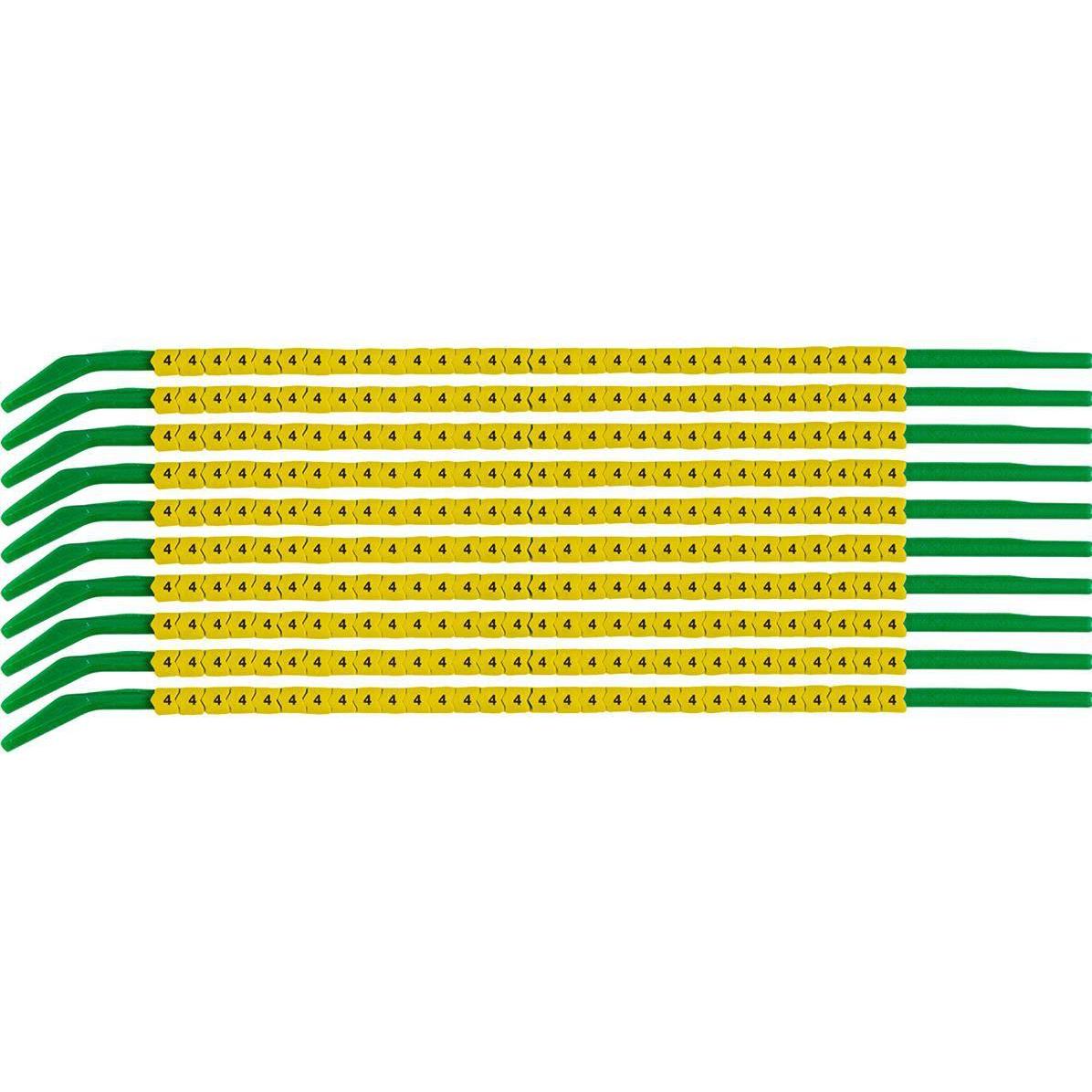 Brady, Etiketten, SCNG-09-4, Clipsleeve Drahtmarkierer, Gelb, Beschriftung " 4 ", für Kabeldurchmesser von 2,5