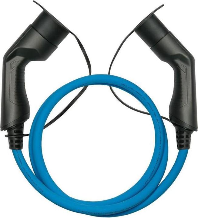 Immagine prodotto Kabelmeister E-Auto-Ladekabel Mode 3, Typ 2 Stecker an Buchse, 3-phasig, 32 A, 22 kW, blau, 2,5m (EVC03-025B) (Tipo 2, 22 kW, 32 A, 2.50 m)