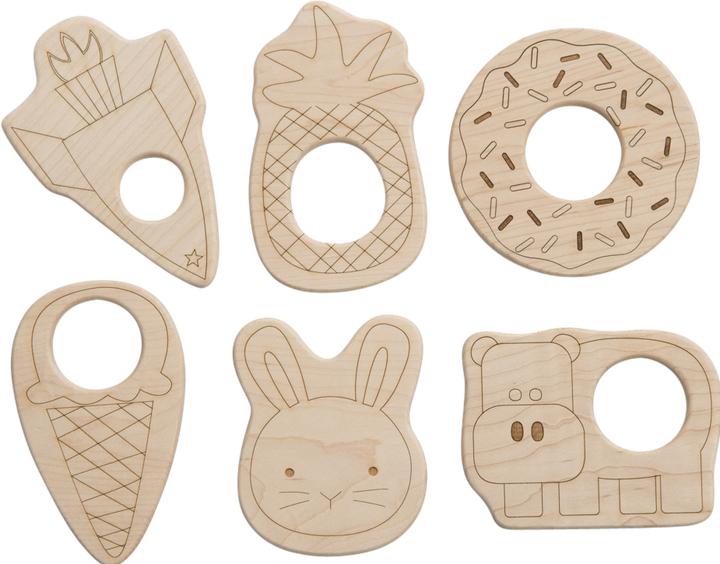 Actual product image Little Sapling Toys Wooden Teething Ring Rabbit