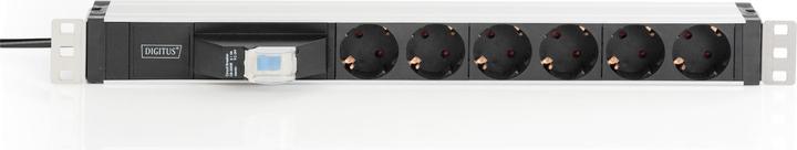 Actual product image Digitus Aluminum Outlet Strip, 6 safety outlets with circuit breaker (6x, CEE 7/3, 1.80 m)