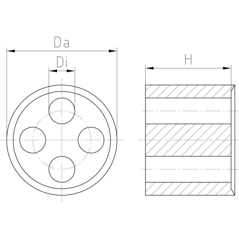 Thumbnail - Jacob, Muttern + Unterlegscheiben, Dichtring Gummi M25 9,3mm 2Durchf JWJ-DM25/2X8 (M25)