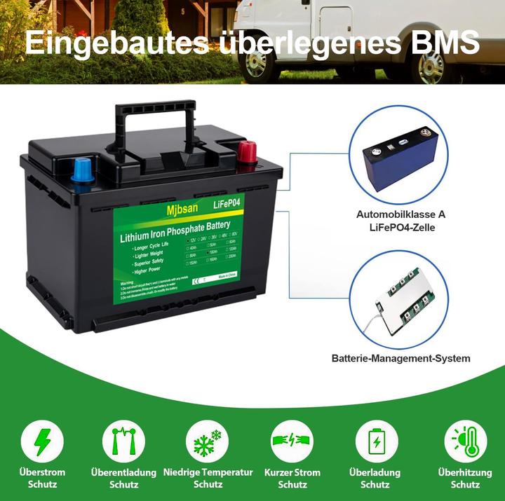 Produktbild Mjbsan Lithium Batterie (12 V, 100 Ah)