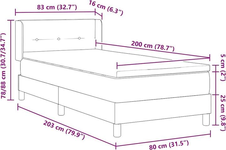 Produktbild vidaXL Boxspringbett (80 x 200 cm)