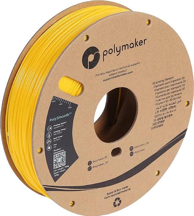 Actual product image Polymaker PJ01007 PolySmooth Filament polishable 1.75 mm 750 g Yellow 1 pc. (PVB, 1.75 mm, 750 g, Yellow)