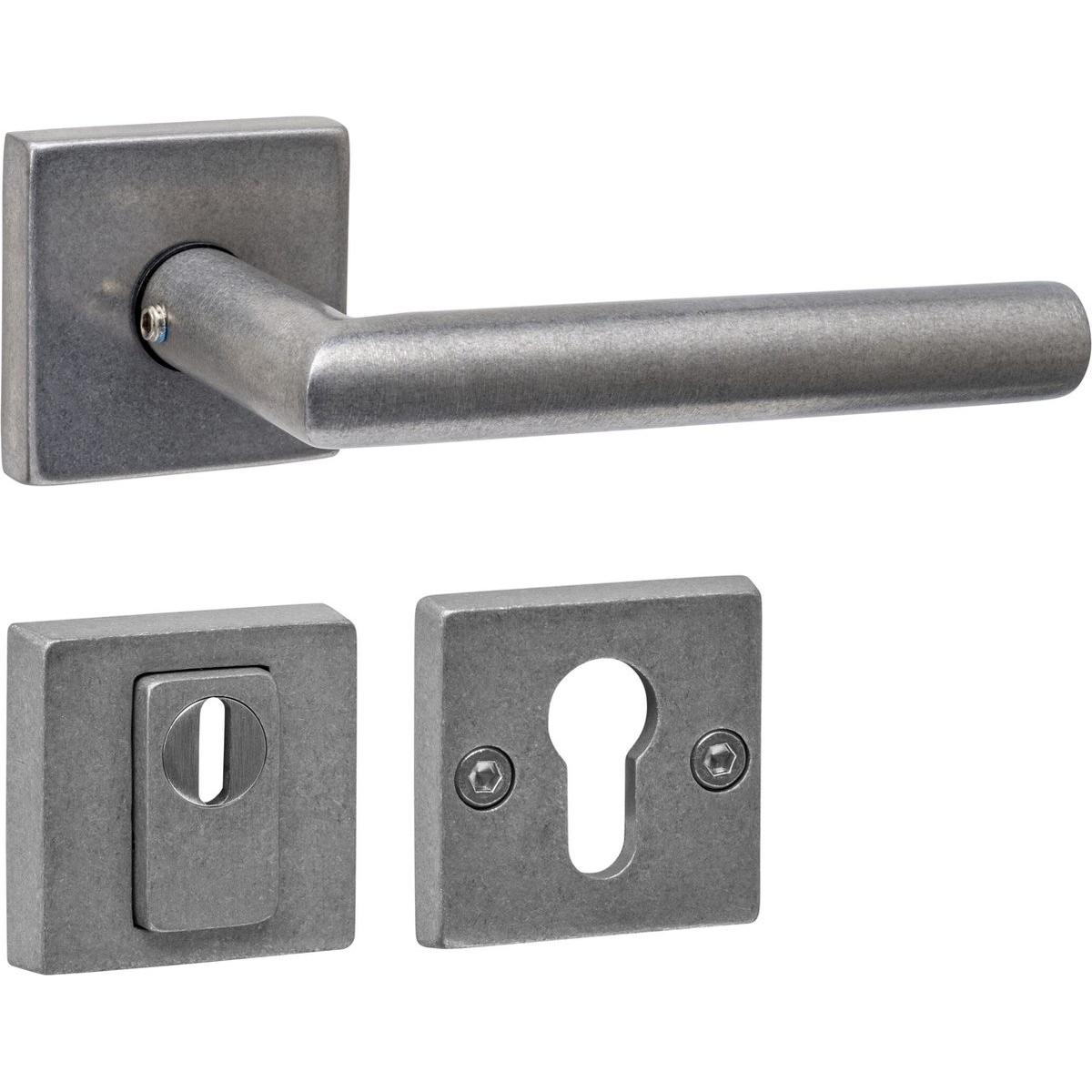 Intersteel, Maniglia + Guarnizione porte, Set achterdeurbeslag vierkant: deurkruk Jura met massieve rozetten en SKG3 (Set di porte)