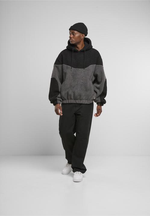 Produktbild Urban Classics Weavy Colorblock Teddy Hoodie magnet/black M (M)