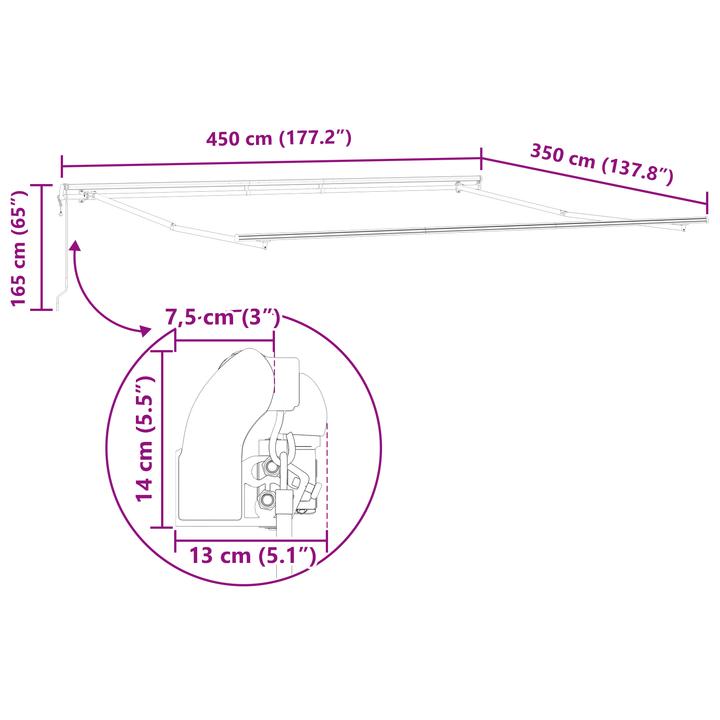 Produktbild VidaXL Automatische Einziehbare Markise Grün und Gelb 450x350 cm (4.50 m)