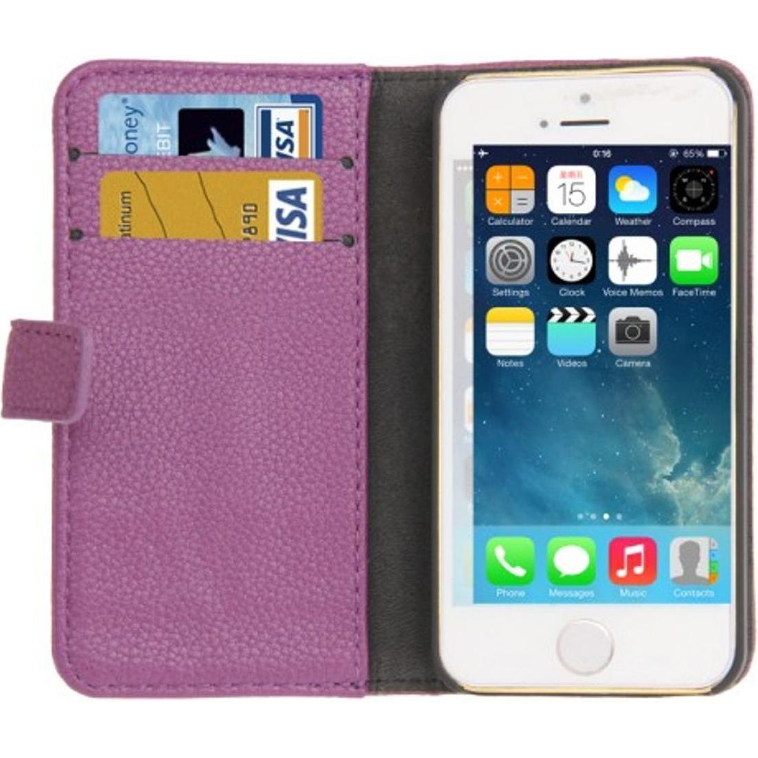 Thumbnail - König Design Schutzhülle Handytasche (Flip Quer) für Handy Apple iPhone 5 / 5s (Apple iPhone 5), Smartphone Hülle, Viole...