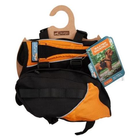 Kurgo Baxter - Sac à dos pour chien, la marche ou le camping, noir / orange - moyen (M)