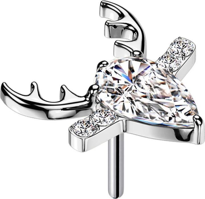 Produktbild Star Piercing Threadless Hirschgeweih silber Kristall silber (ohne Messing, Titan)