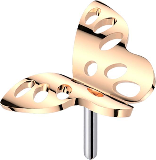 Actual product image Star Piercing Threadless Schmetterling gelocht rosegold (without brass, Titanium)