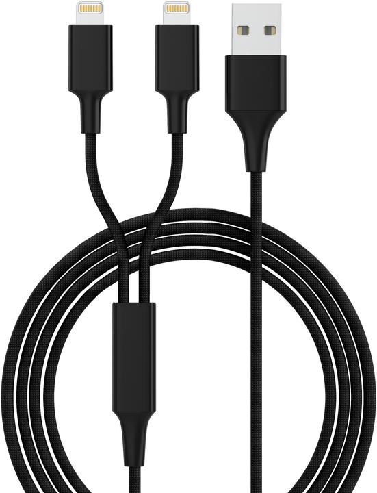 Smrter HYDRA DUO-LBK Charging Cable USB -> 2x Lightning black ( HYDRA DUO L BK) (1.20 m, USB 2.0, 12 W)