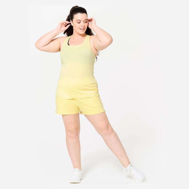 Produktbild Domyos Shorts Damen mit Tasche - pastellgelb (M)
