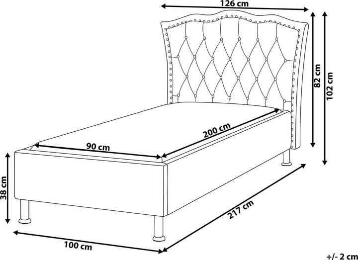 Actual product image Beliani Upholstered bed linen look grey slatted frame 90 x 200 cm METZ (90 x 200 cm)