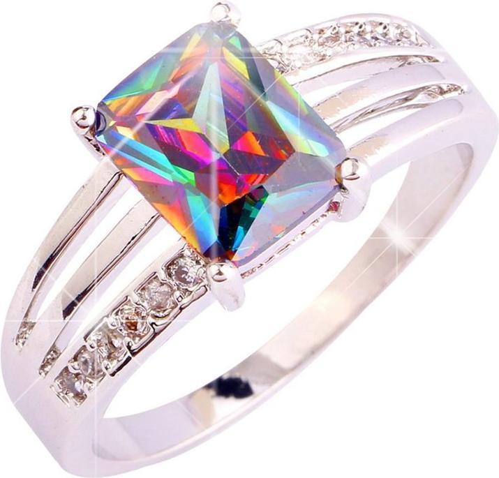 Produktbild Hermex versilberter Ring mit Regenbogen Topas - Gr. 57 / Size 8 (8)